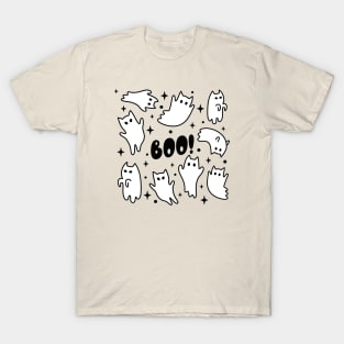 Boo Halloween Cat Ghosts T-Shirt